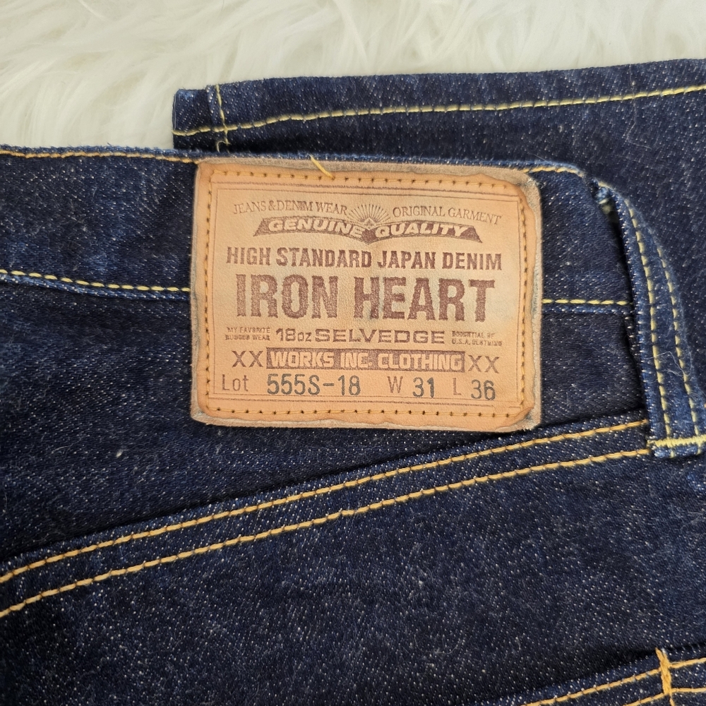 Iron Heart 18oz Vintage Selvedge Denim Slim Tapered Cut Jeans - Indigo - Picture 10 of 15